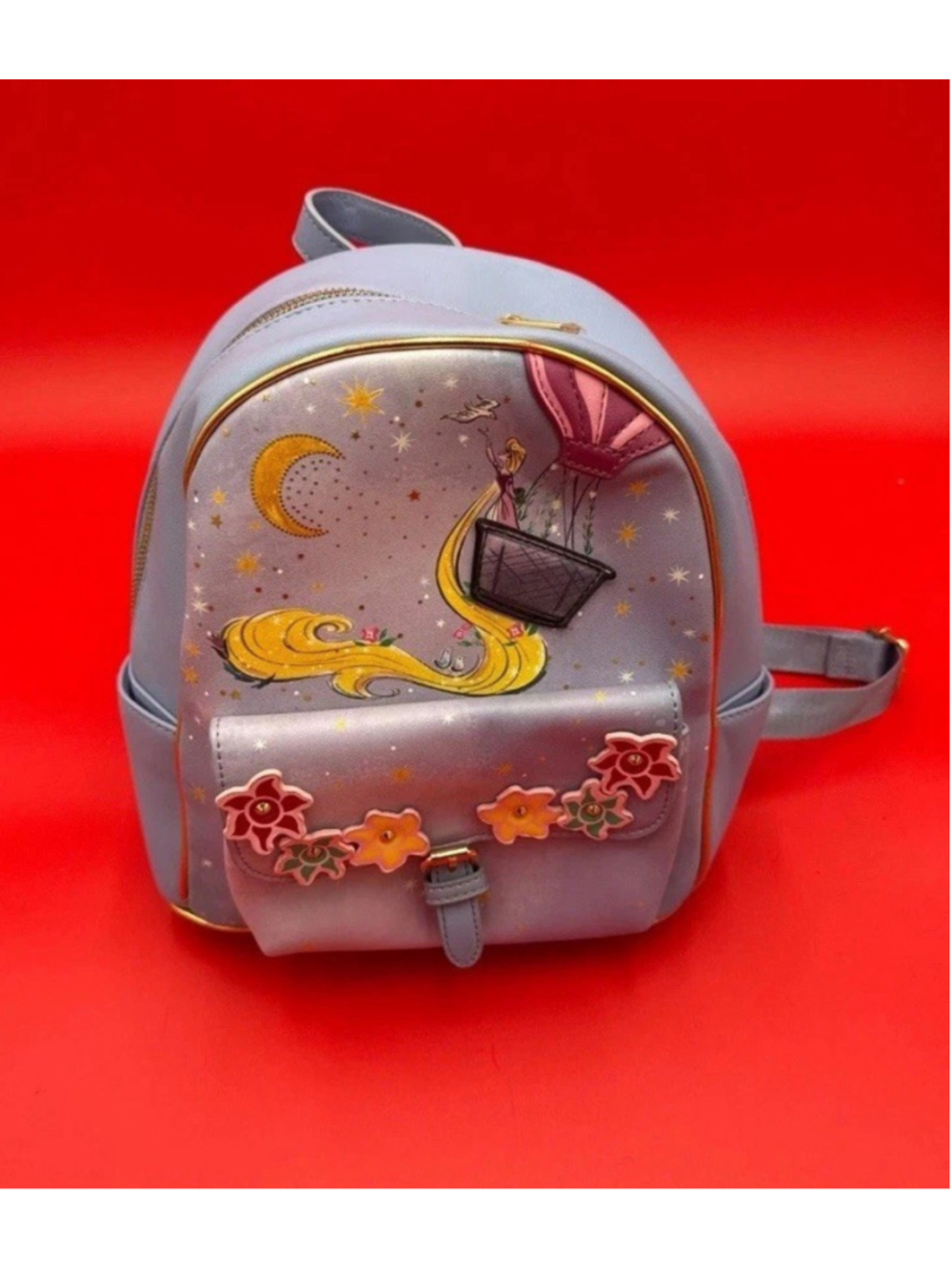 Disney Danielle Nicole Rapunzel Mini Backpack - Purple Faux Leather With Gold Ac